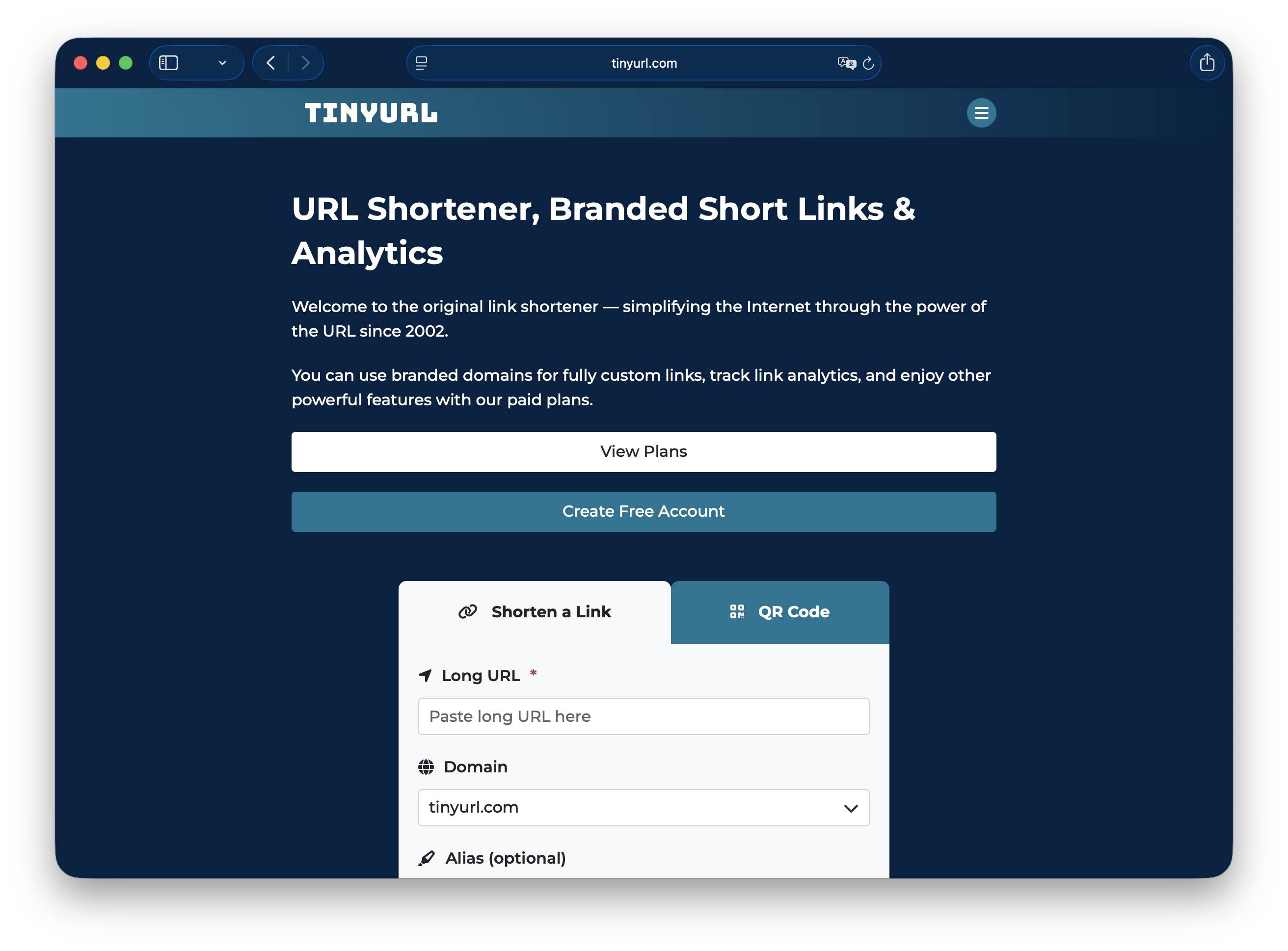 TinyURL 官网首页