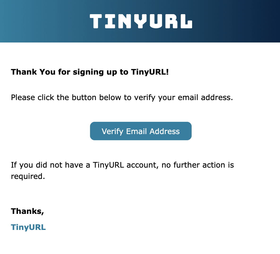 TinyURL 验证邮件